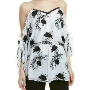 Alice Olivia Cold Shoulder Blouse Womens S Petite Holden Draped Off Shoulder NWT